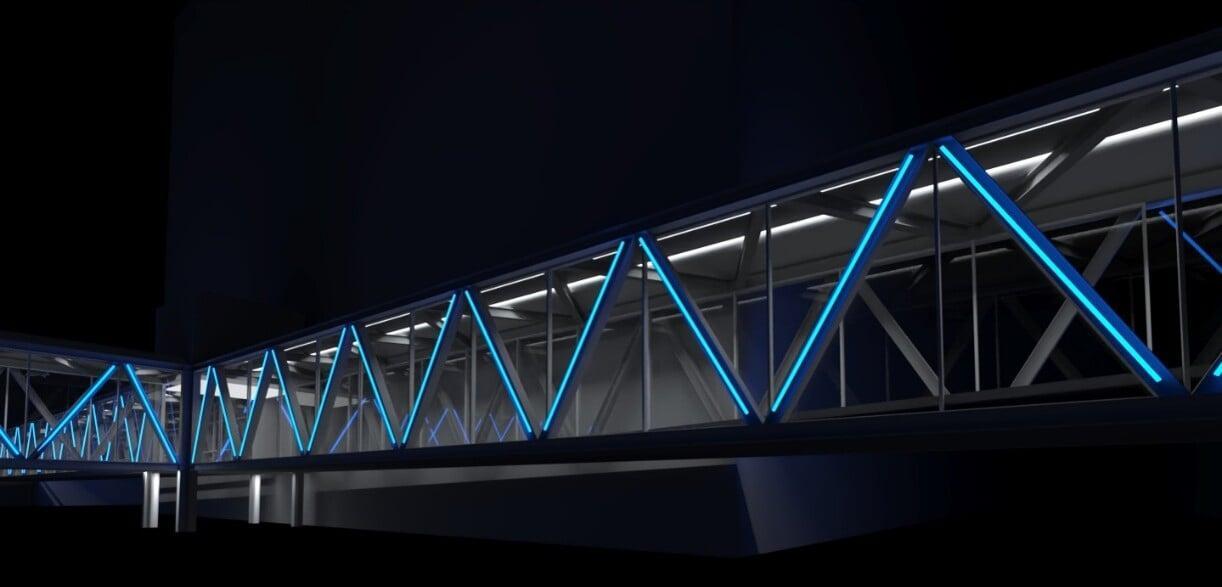 Des Moines Skywalk rendering — direct view lighting option